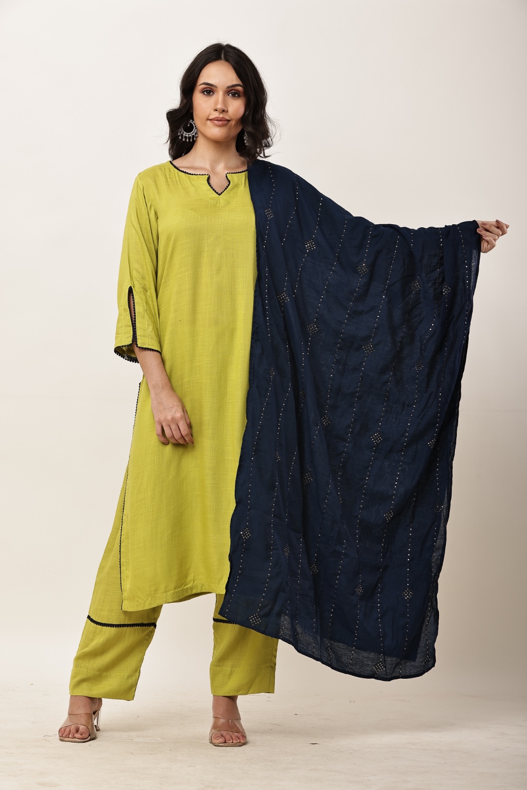 Lime & Indigo Mukaish Set