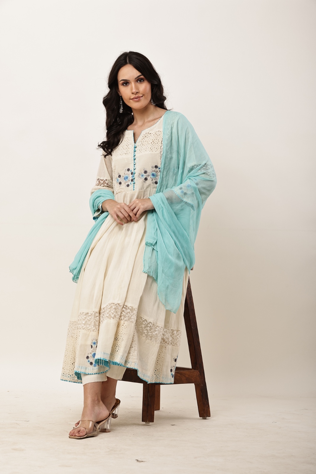 Ivory Anarkali Set